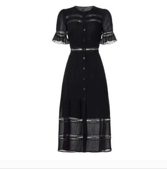 REFORMATION WOODSON LACE MIDI DRESS IN BLACK - Picture 3 of 11